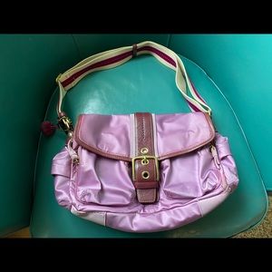 Coach Purple Satin and Suede Shoulder Bag